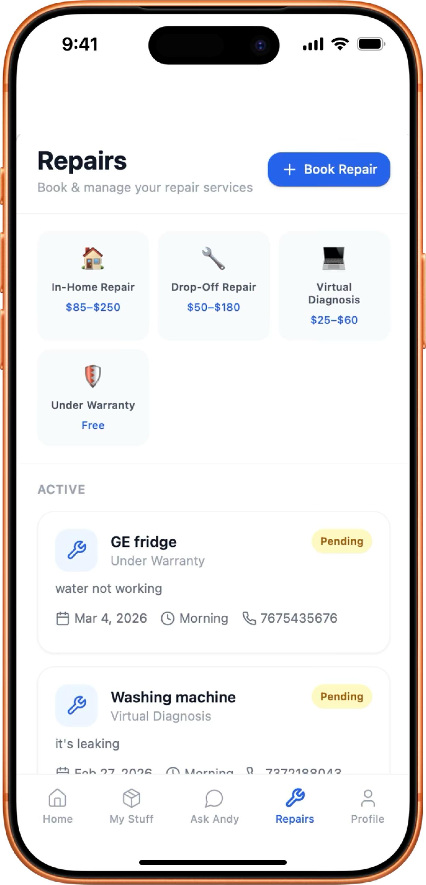 OwnWise repairs booking